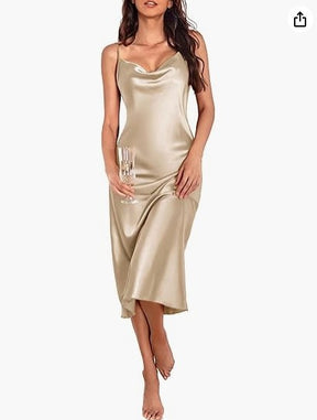 Vestido Saia Midi Seda Cetim  - Lançamento 2025