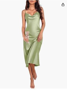 Vestido Saia Midi Seda Cetim  - Lançamento 2025