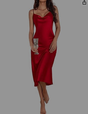 Vestido Saia Midi Seda Cetim  - Lançamento 2025