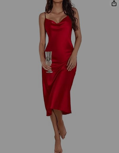 Vestido Saia Midi Seda Cetim  - Lançamento 2025