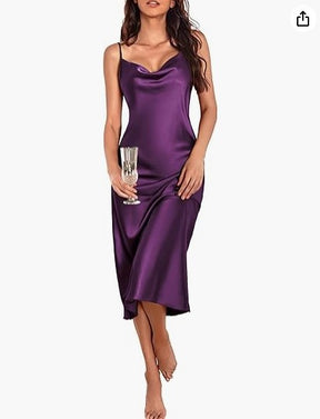Vestido Saia Midi Seda Cetim  - Lançamento 2025