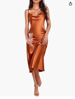 Vestido Saia Midi Seda Cetim  - Lançamento 2025