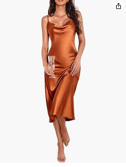 Vestido Saia Midi Seda Cetim  - Lançamento 2025