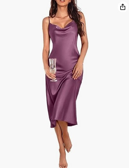 Vestido Saia Midi Seda Cetim  - Lançamento 2025