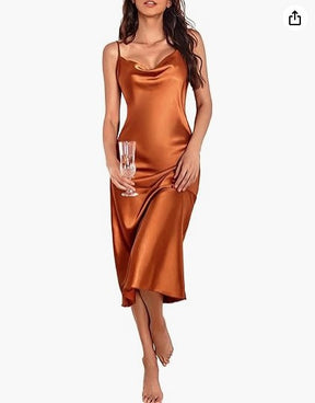 Vestido Saia Midi Seda Cetim  - Lançamento 2025