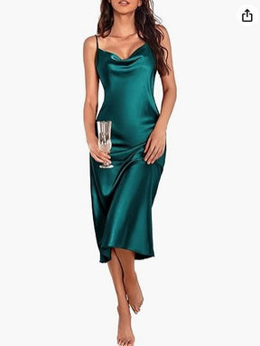 Vestido Saia Midi Seda Cetim  - Lançamento 2025