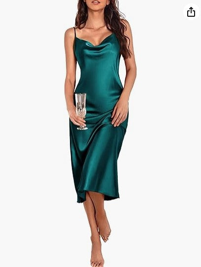 Vestido Saia Midi Seda Cetim  - Lançamento 2025