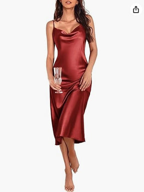 Vestido Saia Midi Seda Cetim  - Lançamento 2025