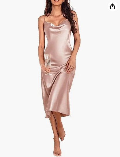 Vestido Saia Midi Seda Cetim  - Lançamento 2025