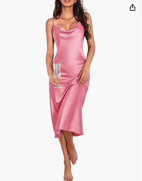 Vestido Saia Midi Seda Cetim  - Lançamento 2025