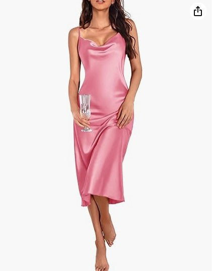 Vestido Saia Midi Seda Cetim  - Lançamento 2025