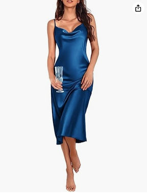 Vestido Saia Midi Seda Cetim  - Lançamento 2025